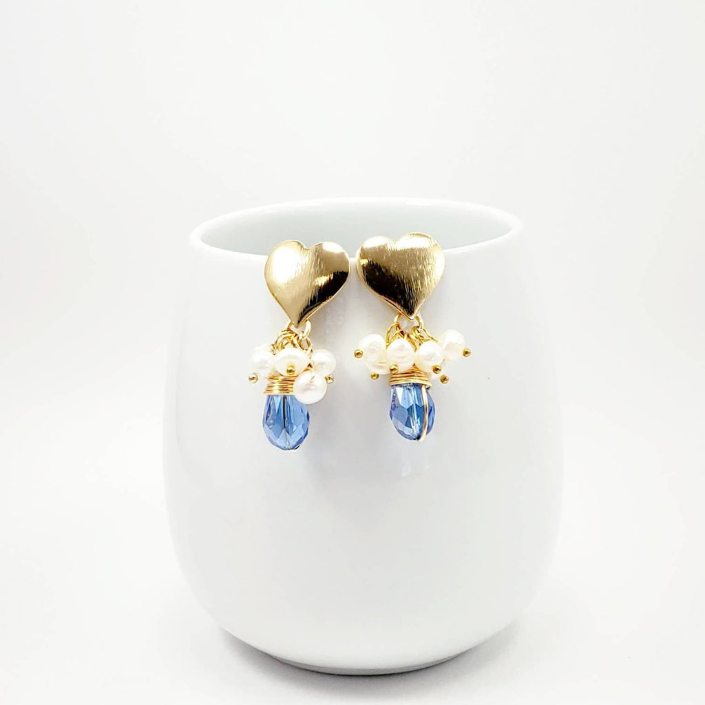 Blue Teardrop Earrings, pearl earrings wedding, freshwater earrings, Dangle Earrings, Light Blue Waterdrop Earrings, Blue Gemstone Earrings