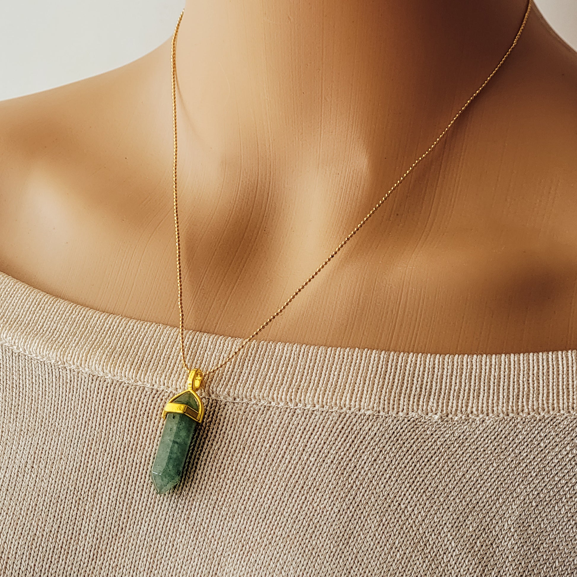 Clear Quartz Fluorite Green Aventurine point NECKLACE, Rainbow Fluorite Pendant Necklace, Green Aventurine aventurine Crystal necklace
