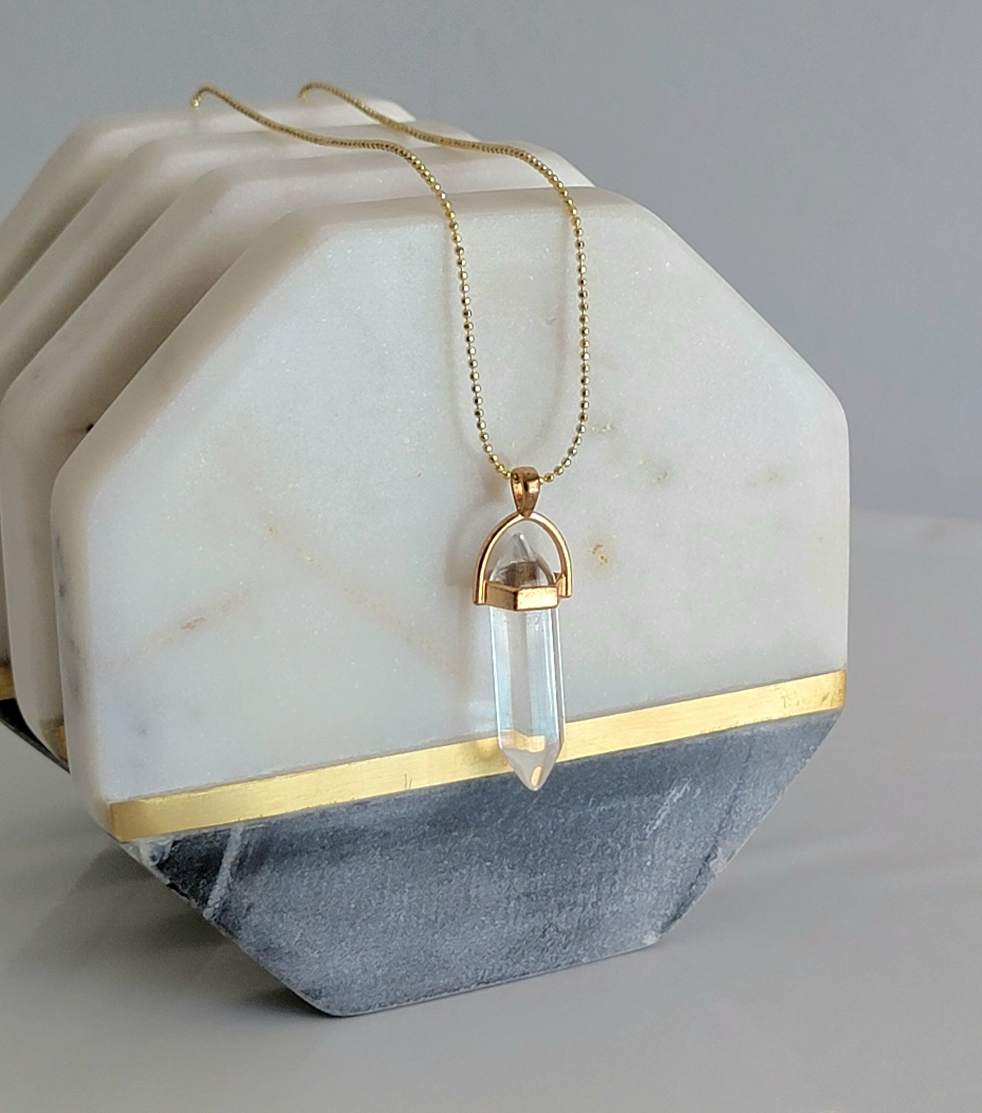 Clear Quartz Fluorite Green Aventurine point NECKLACE, Rainbow Fluorite Pendant Necklace, Green Aventurine aventurine Crystal necklace