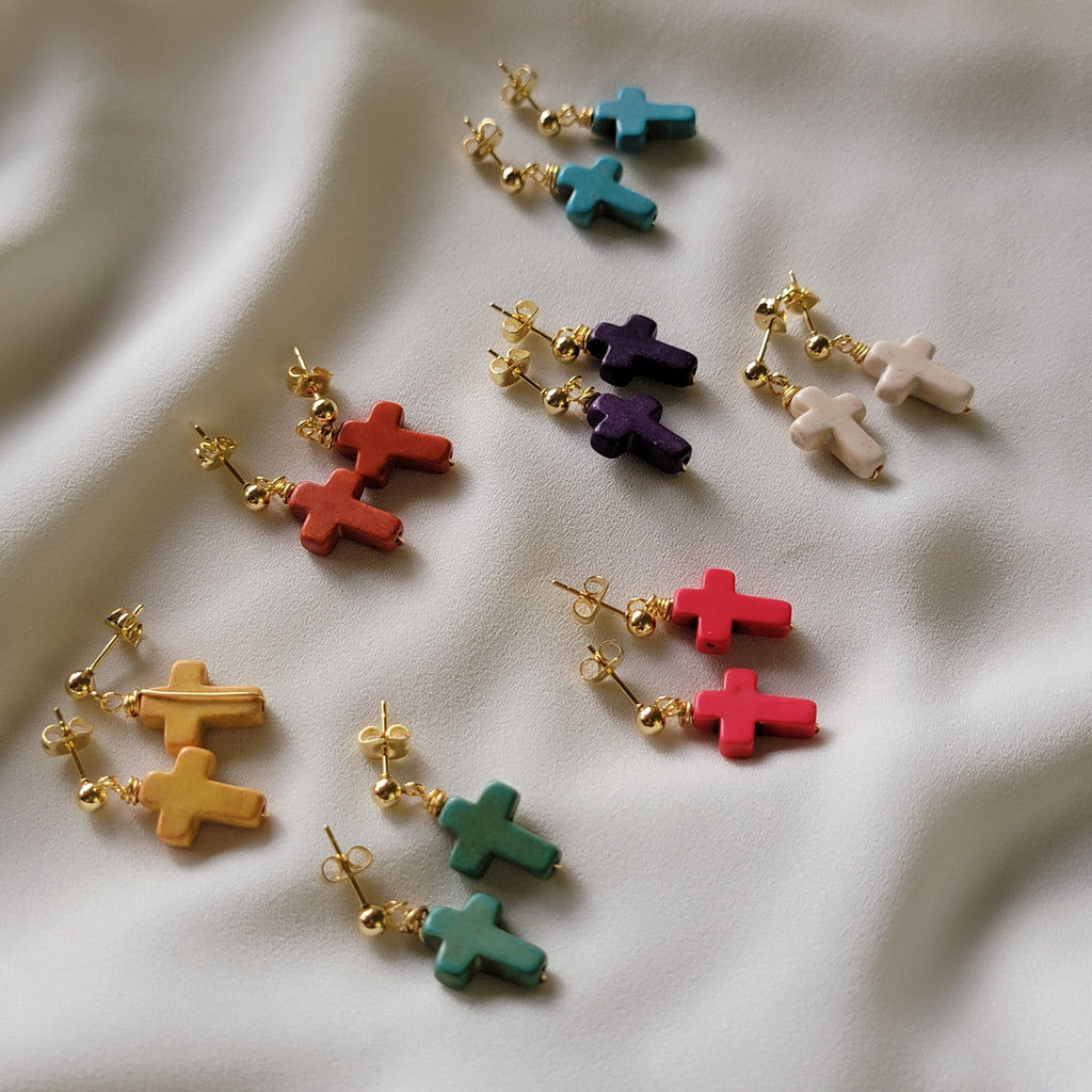 Dainty Cross Earrings, Mini Cross Earrings, Tiny Cross Earrings, Dangle Cross Earrings, christianjewelry, everyday earrings christian gift
