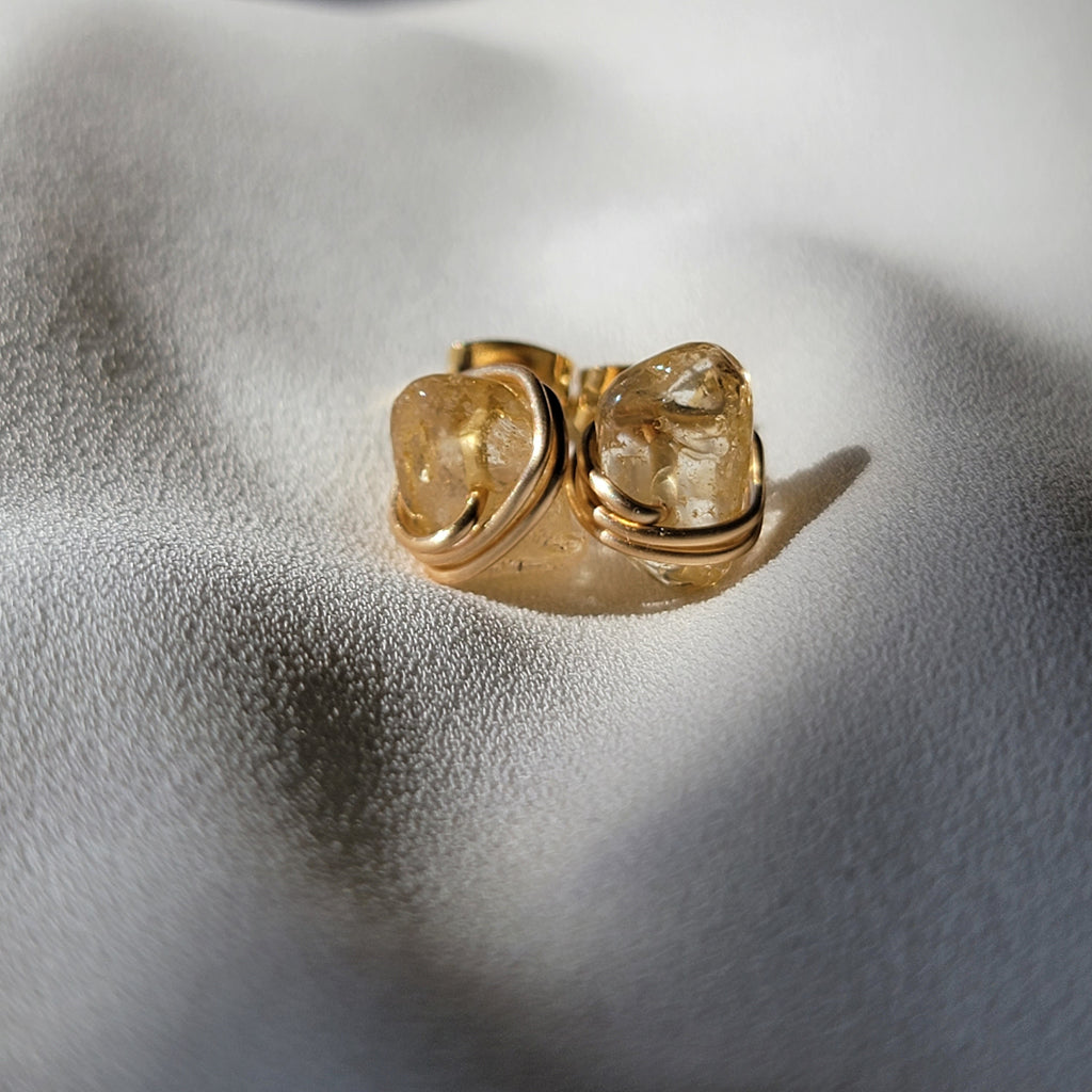 Natural Citrine Crystal Stud Earrings, Raw crystal earrings, Lightweight earrings, November Birthstone Earrings, Raw stud earrings