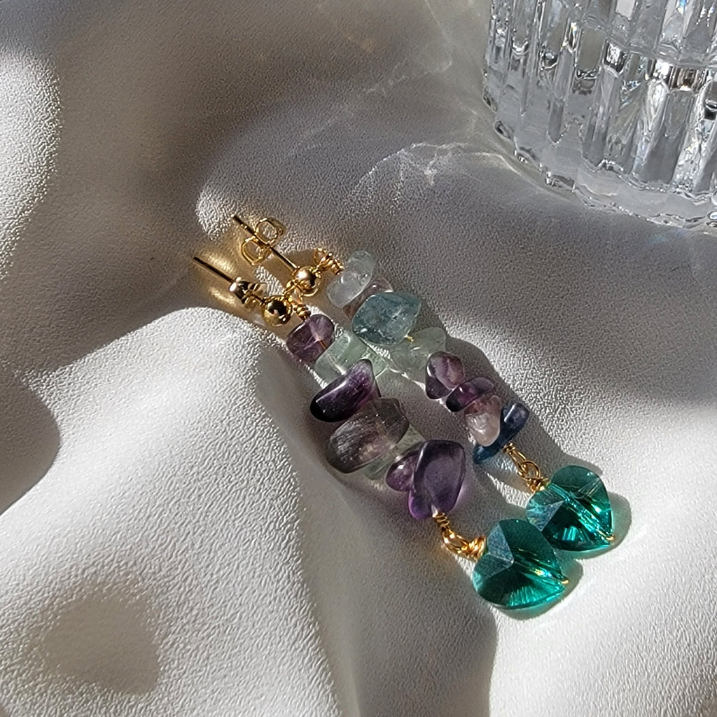 Fluorite Rainbow Earrings Raw