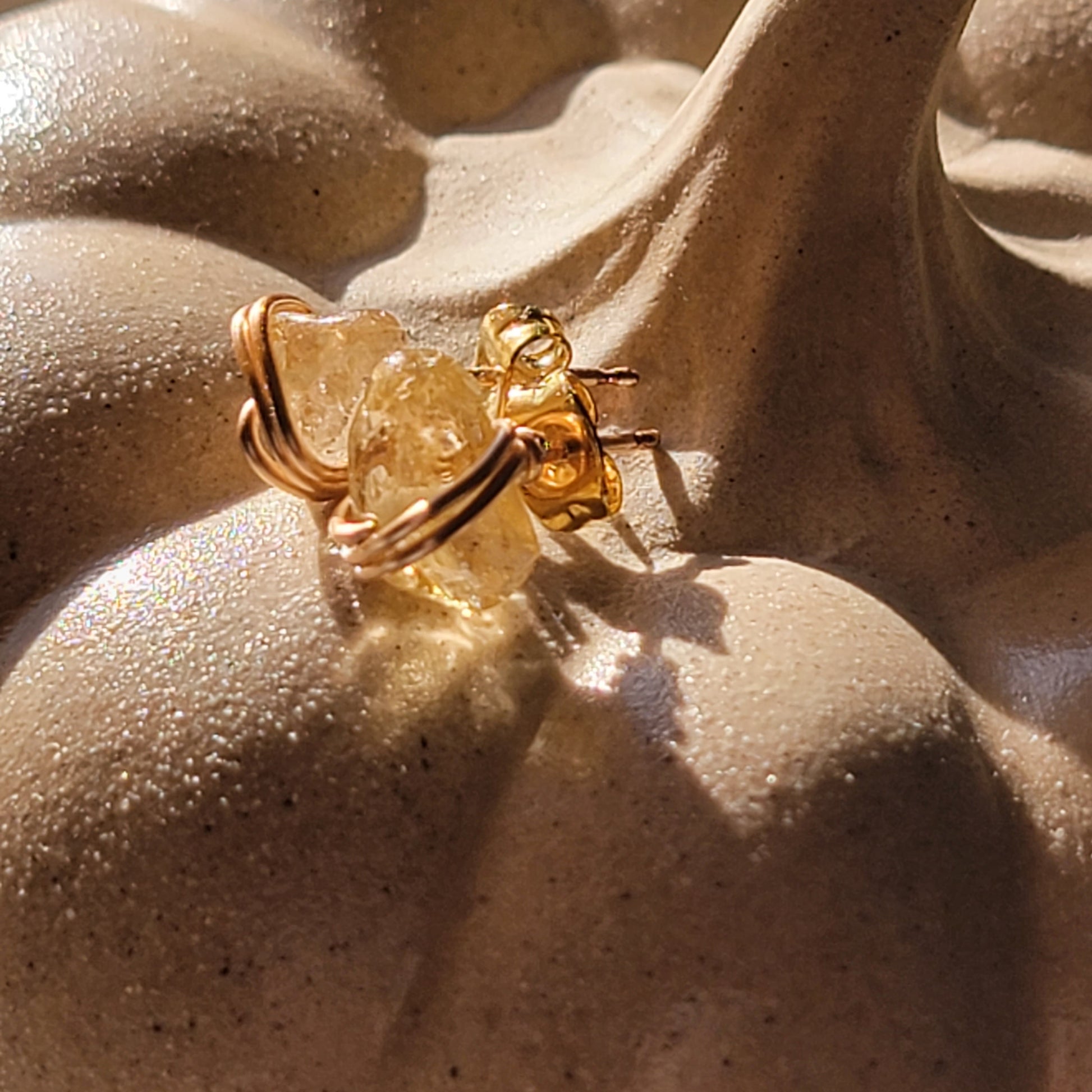 Natural Citrine Crystal Stud Earrings, Raw crystal earrings, Lightweight earrings, November Birthstone Earrings, Raw stud earrings