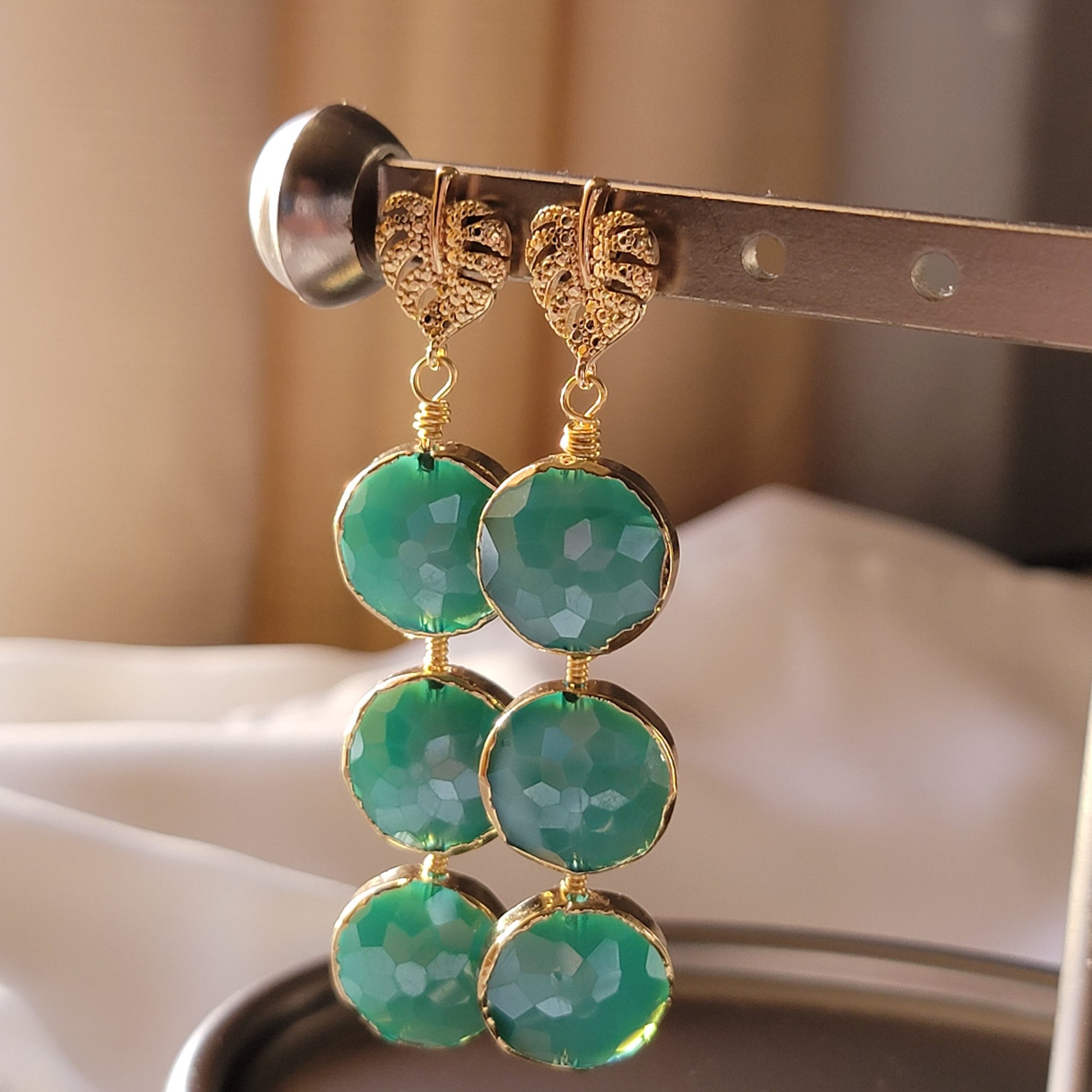 Drops earrings, Dainty minimalist earrings, Mint Earrings, Light Mint Earrings, Light Soft Green Earrings, leaf earrings gift