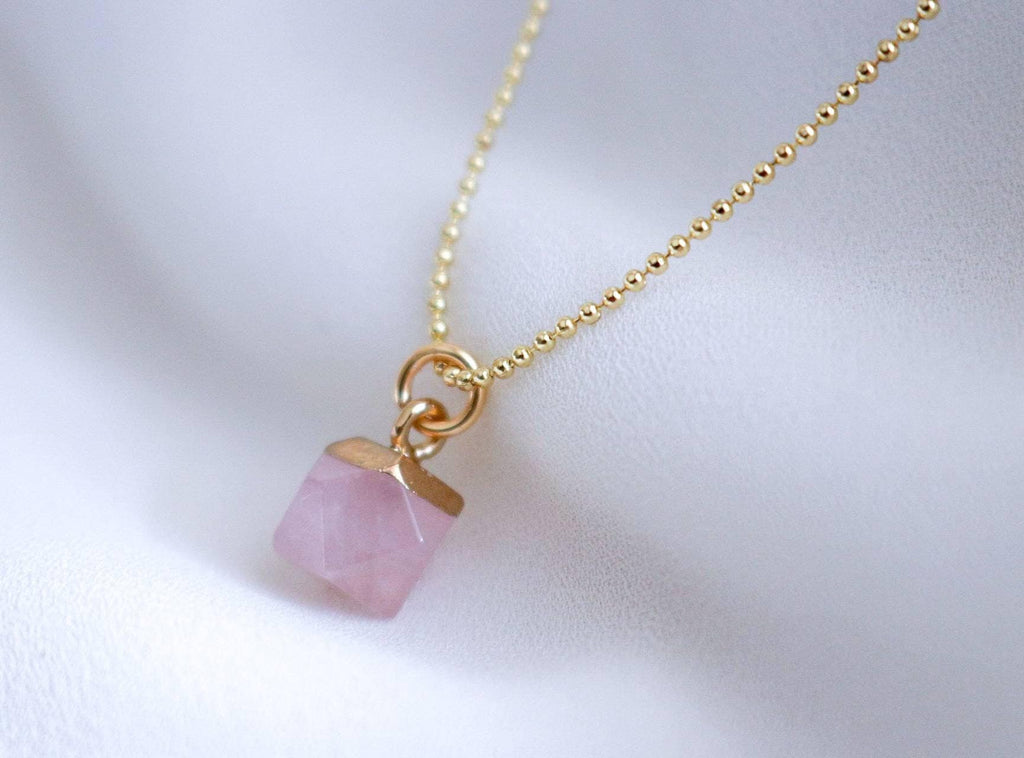 Dainty Rose quartz necklace, Chain thin necklace, Rose quartz gemston, lovely necklace, loving necklace, gifted valentines necklace,