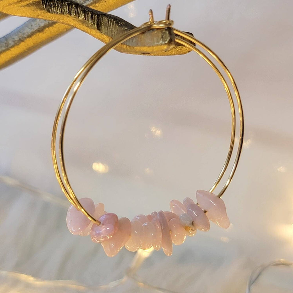 Kunzite earrings, Hoop Dainty Earring, Thin hoop earrings, Big hoop earrings, Thin hoop earrings, minimalistic hoop earring,  gift for- her