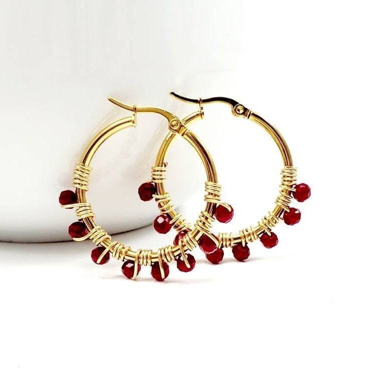 Hoop Crystal Earrings, Thin hoop earrings, Crystal hoop earring, Gold hoop earrings, Dainty hoop earring, mothers days gifted, gift for- her