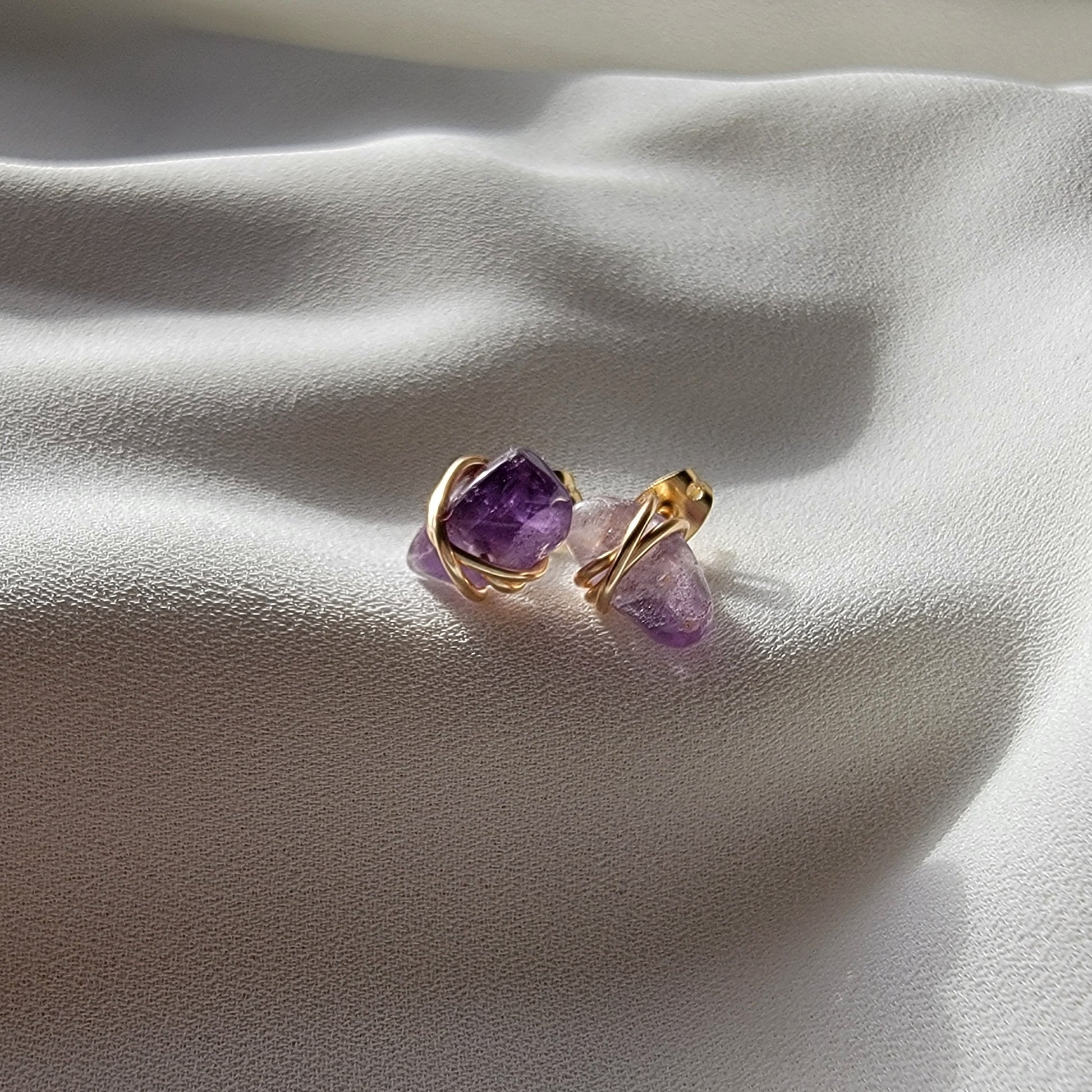 Amethyst Stud Earrings, Raw Amethyst Earrings, Purple Quartz Gemstone Earrings, Raw Crystal earrings, mothers day gift, gift for mom
