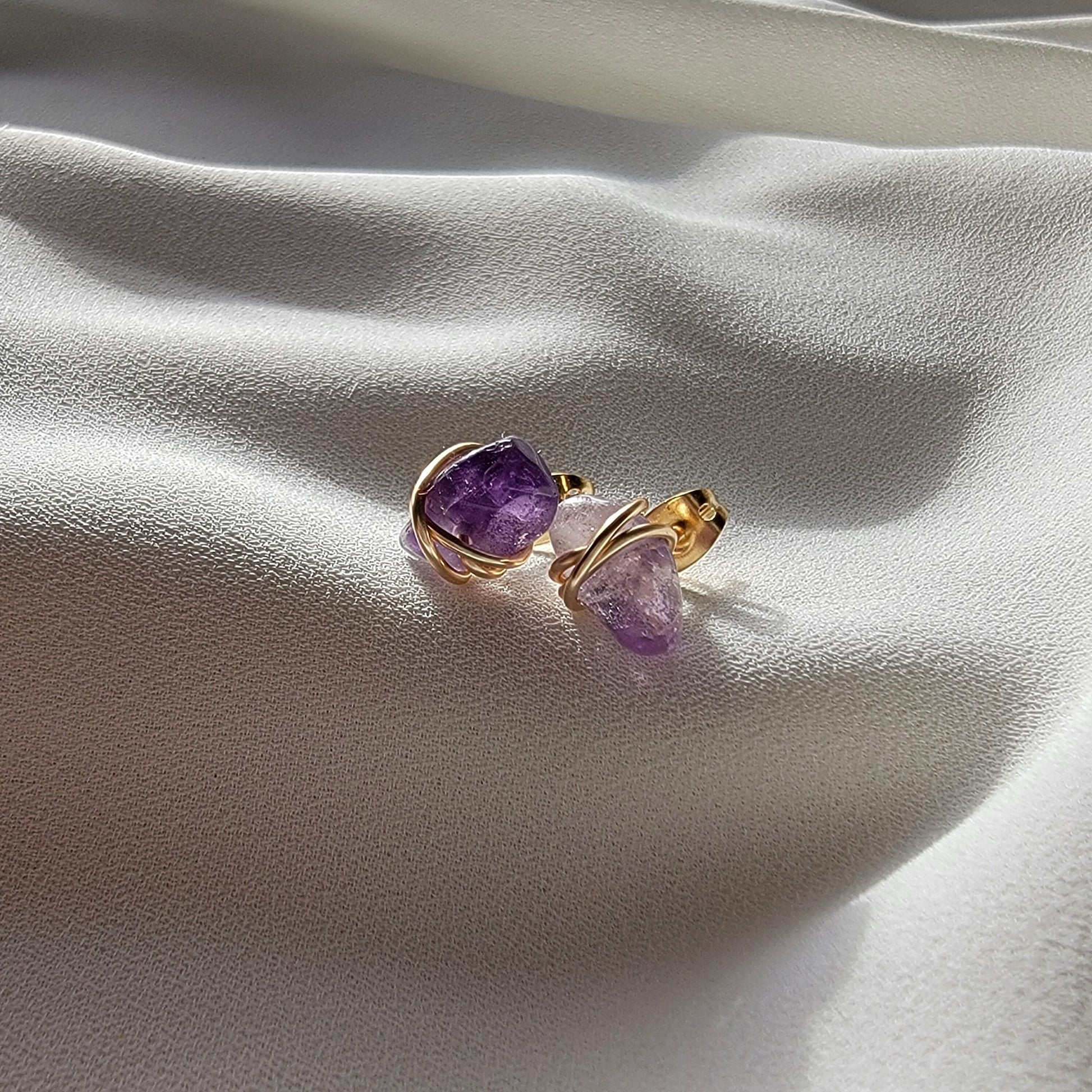 Amethyst Stud Earrings, Raw Amethyst Earrings, Purple Quartz Gemstone Earrings, Raw Crystal earrings, mothers day gift, gift for mom