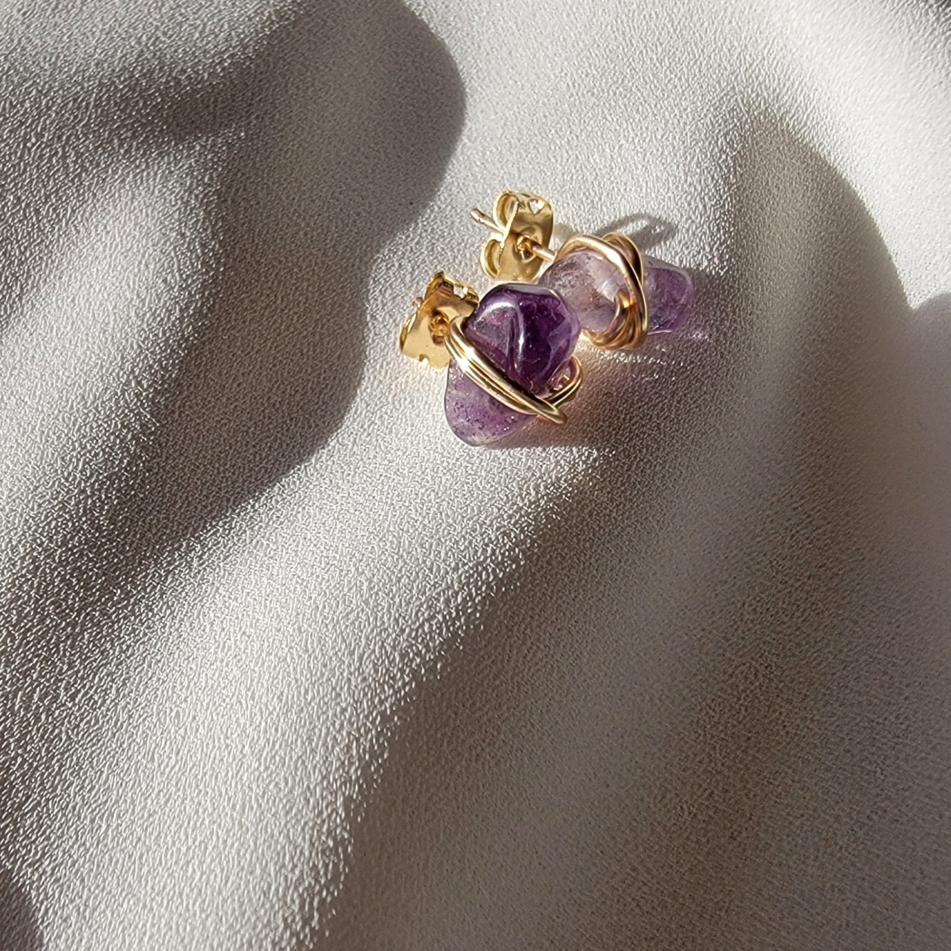 Amethyst Stud Earrings, Raw Amethyst Earrings, Purple Quartz Gemstone Earrings, Raw Crystal earrings, mothers day gift, gift for mom