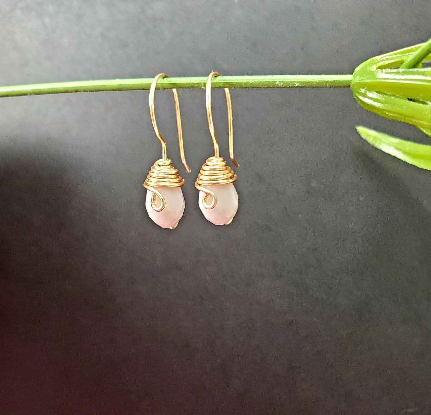 Bridal earrings, Tiny dangle Drop Earrings, Tear drop earrings, Teardrop earrings crystal, Wire Wrapped Dangle Earrings, Bridesmaid earrings