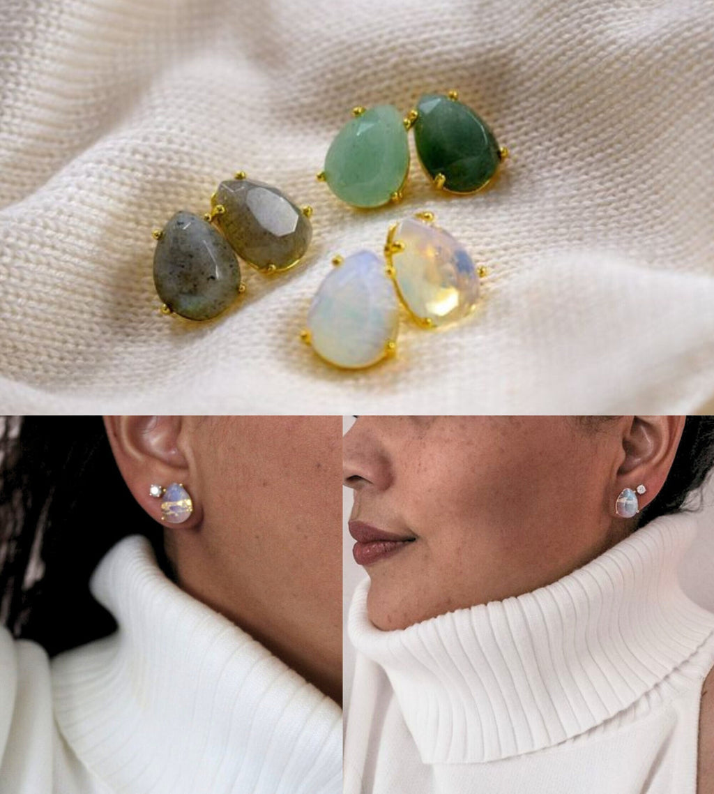 Gemstone Stud Earrings, Birthstone Post Earrings, Natural Gemstones, Birthstone Gift, Birthday Gift, Bridesmaids, gift Birthstone Gift