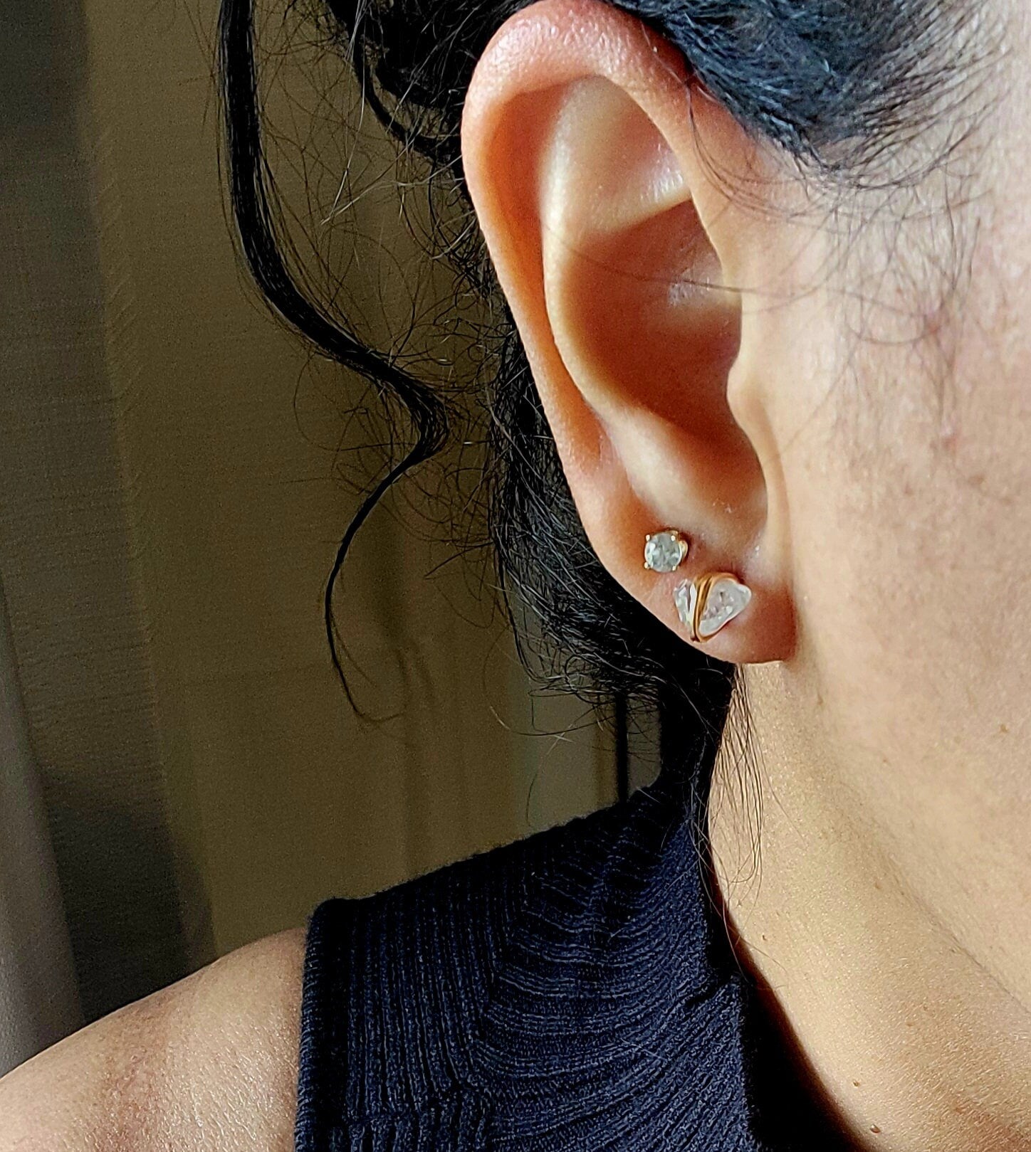 Amazonite Post  Earrings, Crystal stud Earrings, Clear crystal quartz post earrings, Raw crystal earrings, Gemstone earrings,healing earring