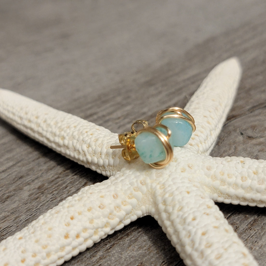 Amazonite Post  Earrings, Crystal stud Earrings, Clear crystal quartz post earrings, Raw crystal earrings, Gemstone earrings,healing earring