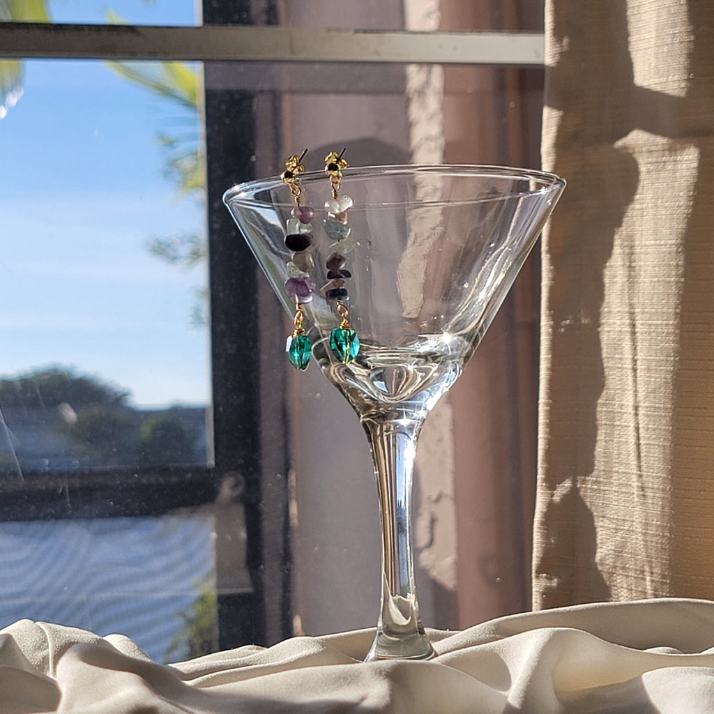 Fluorite Rainbow Earrings Raw