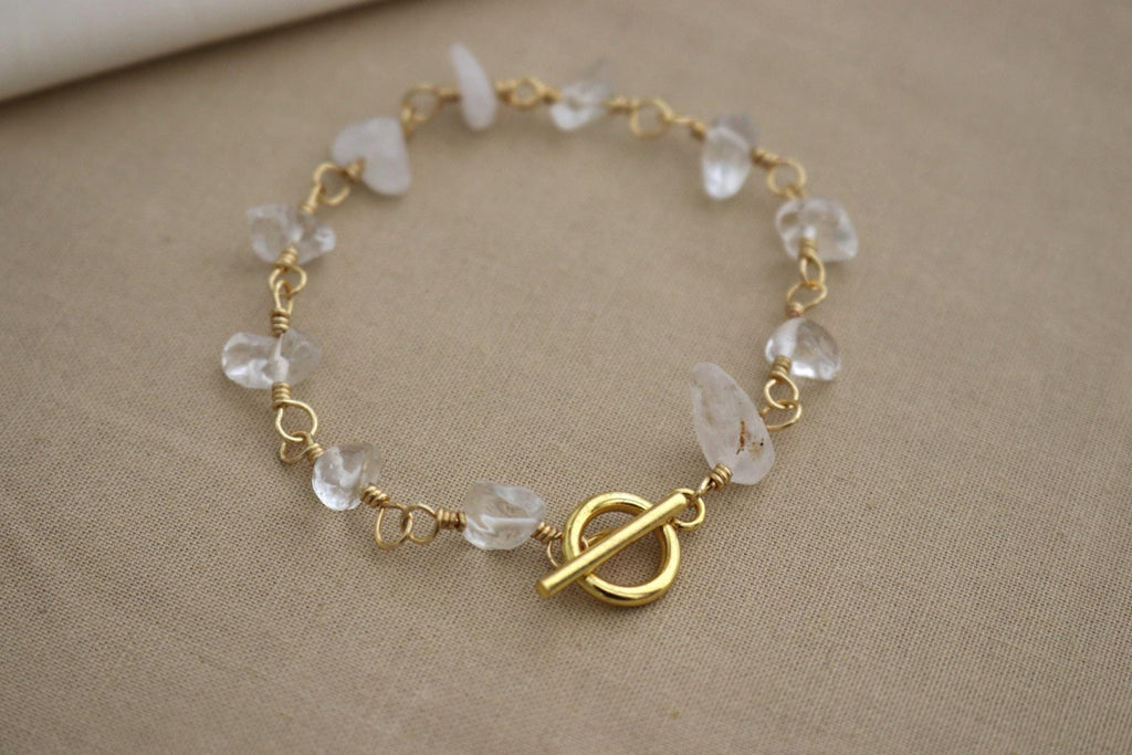 Clear Quartz Bracelet, Gold Bracelet Dainty, Gifted bracelet, Customized bracelet, Stone-bracelet, Minimalist bracelet, Delicate bracelet