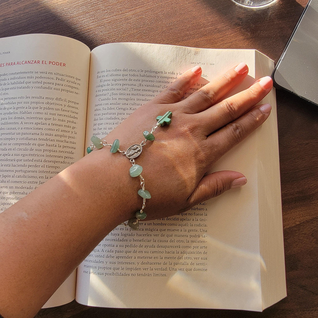 Dainty Rosary bracelet Aventurine , Bracelet rosaries, Rosary bracelet Religious, giftful gift for christmas, gift gifted for christmas