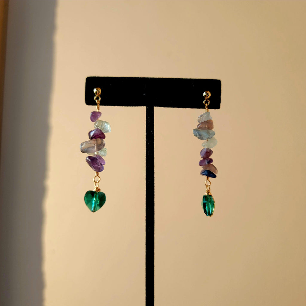 Fluorite Rainbow Earrings Raw