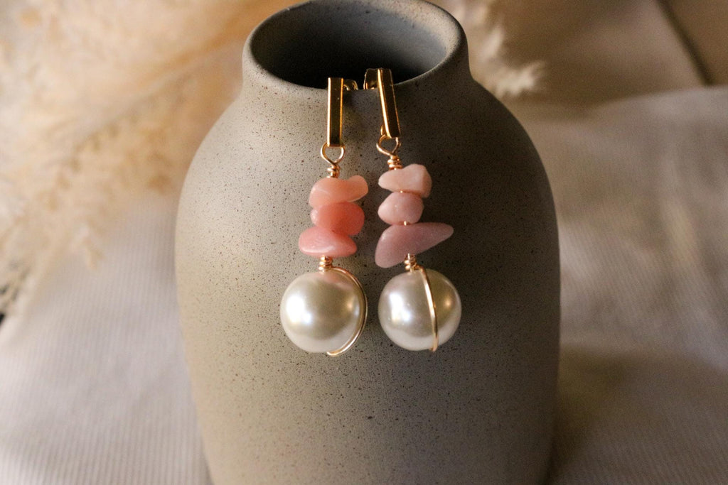 Pearl earring drops, gemstone earrings gifted, Gifteful earrings, bridesmaid pearl drop earrings, mothers days gifted, weddings- giftful