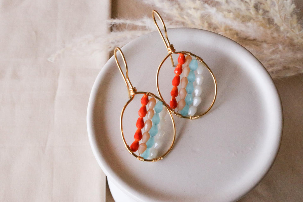 Rainbow huggie hoop earrings, Thin hoop earrings, colorful hoops, gift for- her, wedding gifted, maid-of-honor gift, mama gifte,wife  gifted