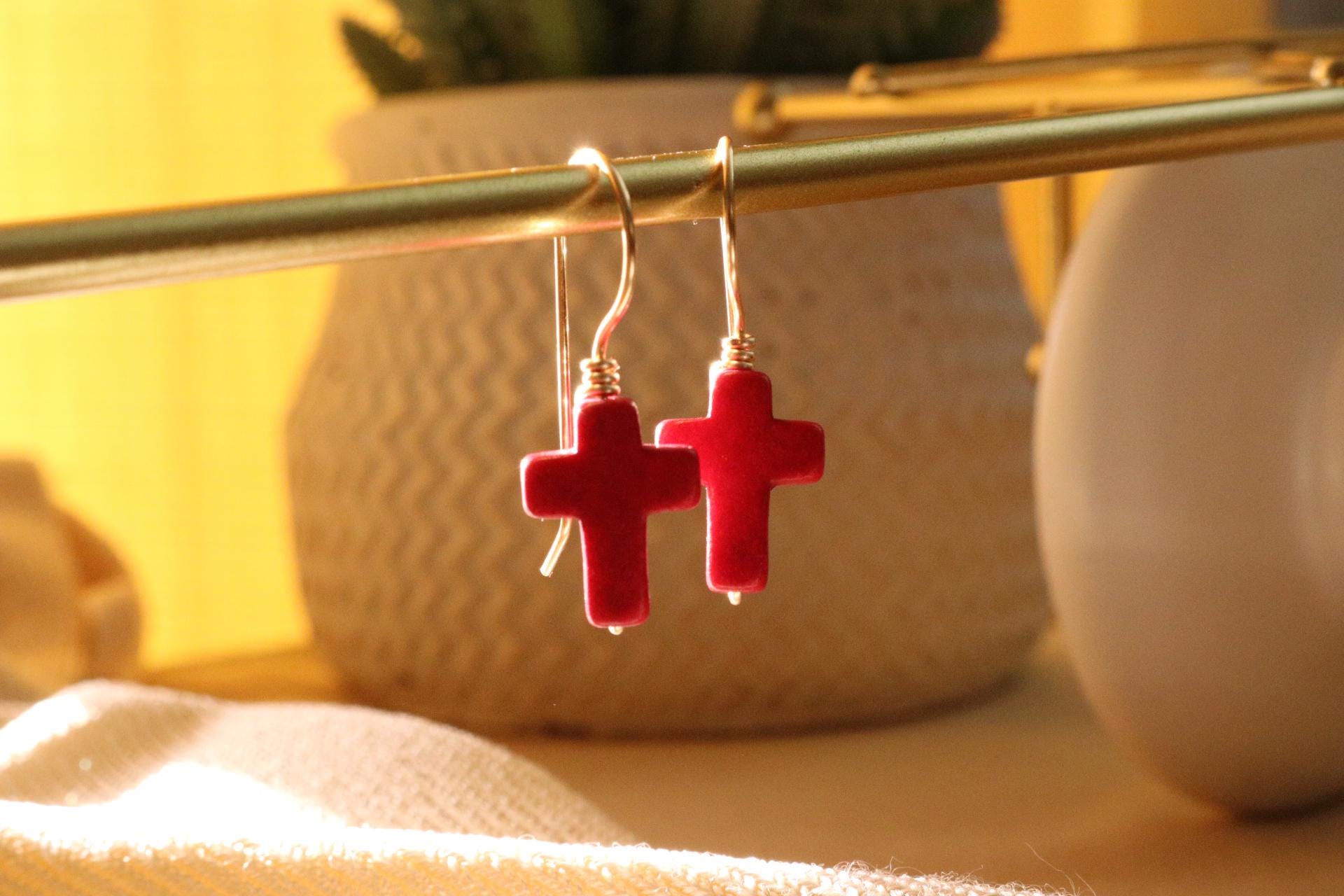 Cross Earrings, dropping earring, tini earrings, minimalistic earrings, religiously giftful, jewelry gift christian, faithful jewelry