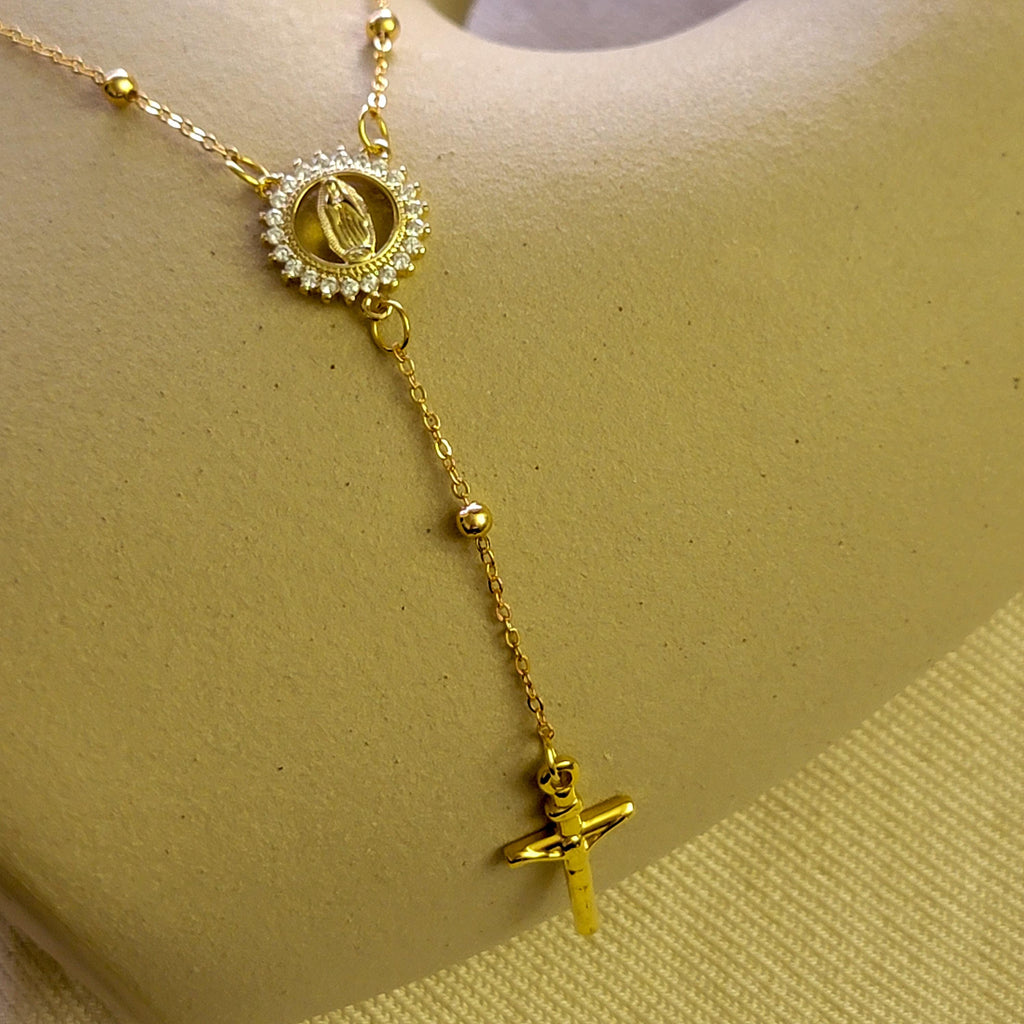Rosary Necklace, Necklace Layering, Lariat necklace, Dainty Minimalist necklace, Gold filled rosary, confirmation gifted, gifted grandmas