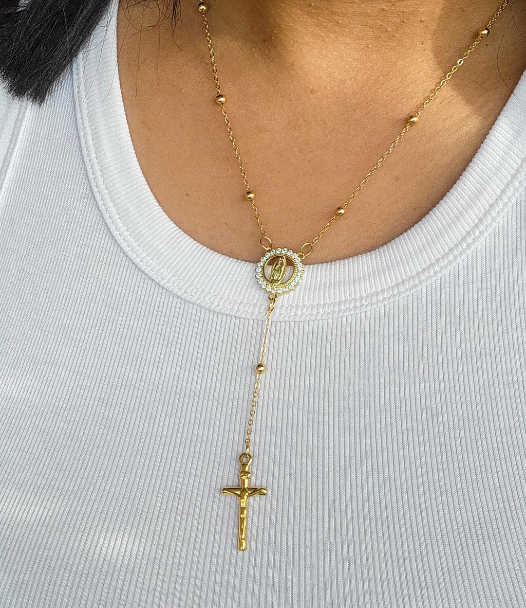 Rosary Necklace, Necklace Layering, Lariat necklace, Dainty Minimalist necklace, Gold filled rosary, confirmation gifted, gifted grandmas