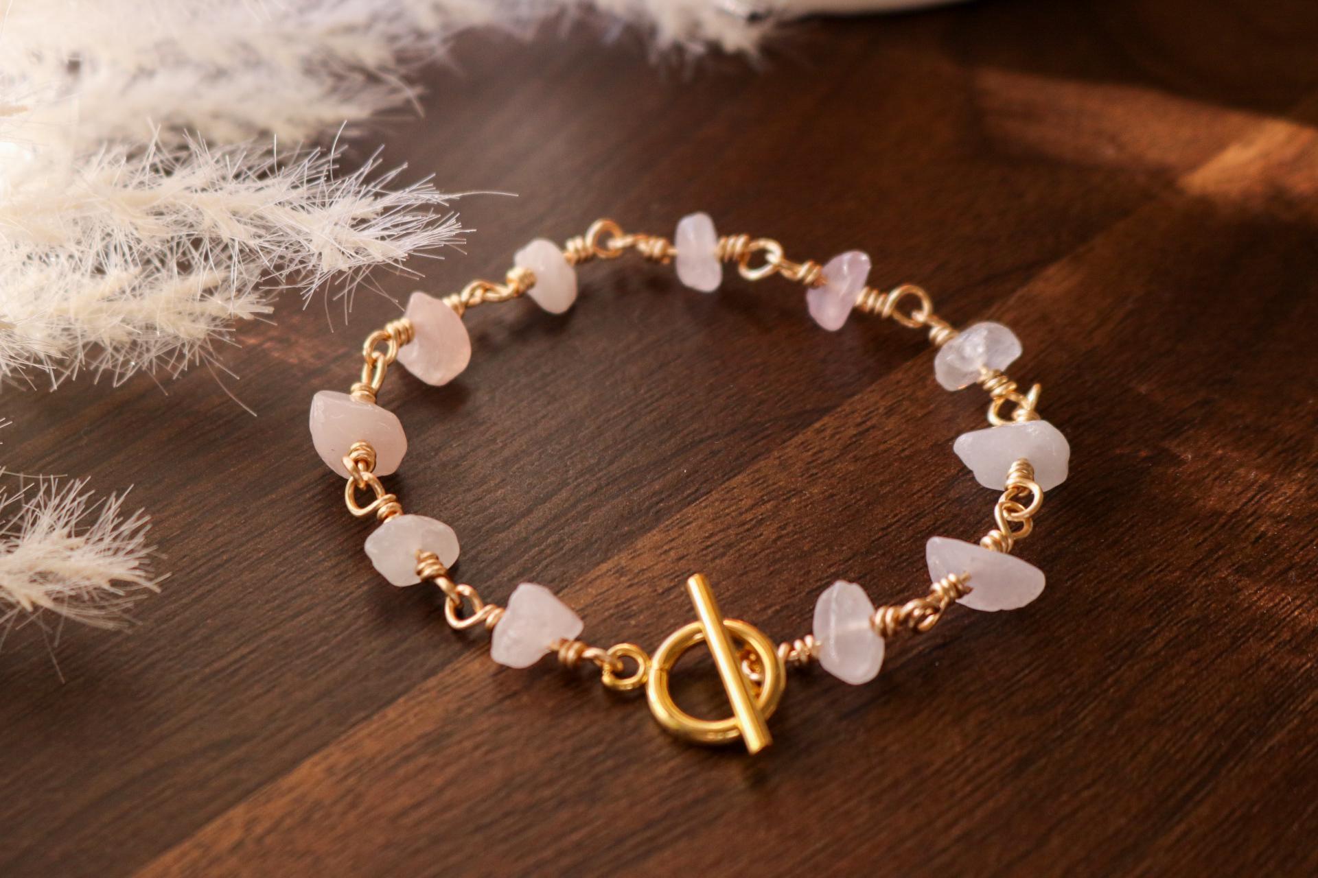 Rose quartz bracelet, Bracelet minimalistic, Dainty bracelet, Love stone bracelet, Calming bracelet, Christmas  gifte, Women's bracelete