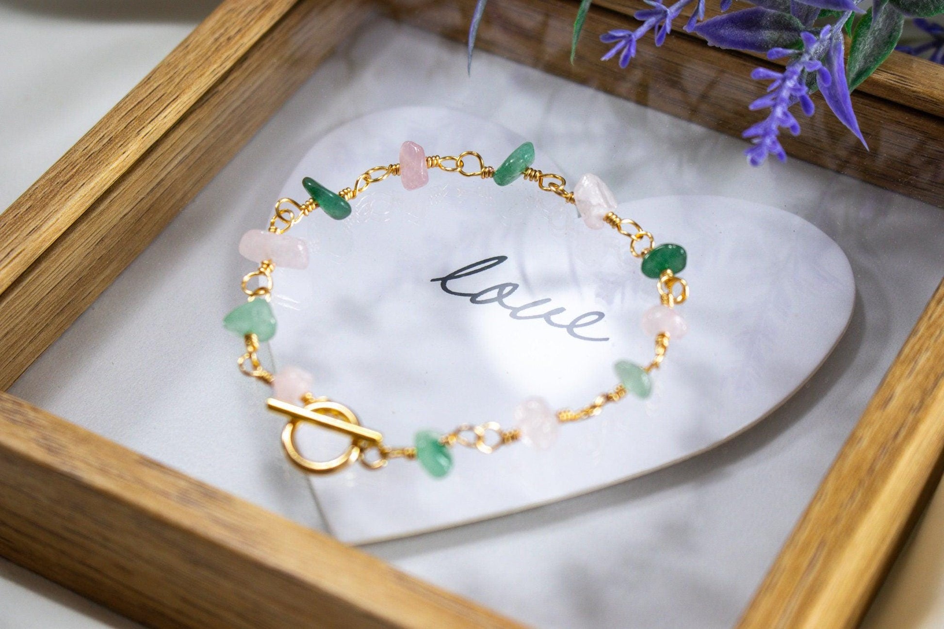Dainty Rose Quartz Green Aventurine Bracelet, Bracelet Minimaliste, Quartz Rose Bracelet, Healing Bracelet, Fertility Bracelet,Gift For- Her