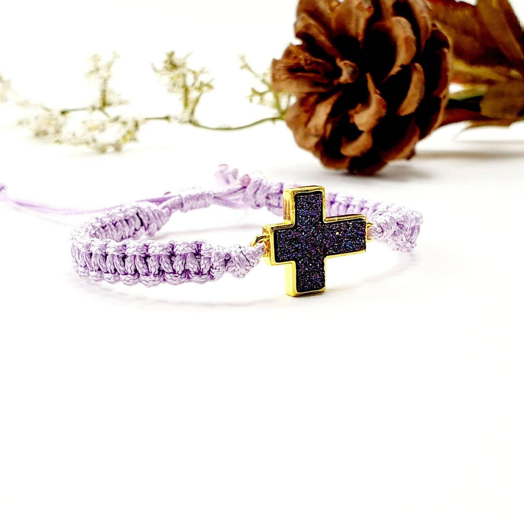 Cross Bracelet Macrame, Dainty Bracelet, Minimalistic Bracelet, Cords bracelet, cross charm bracelet, Baptism Bracelet, First communion