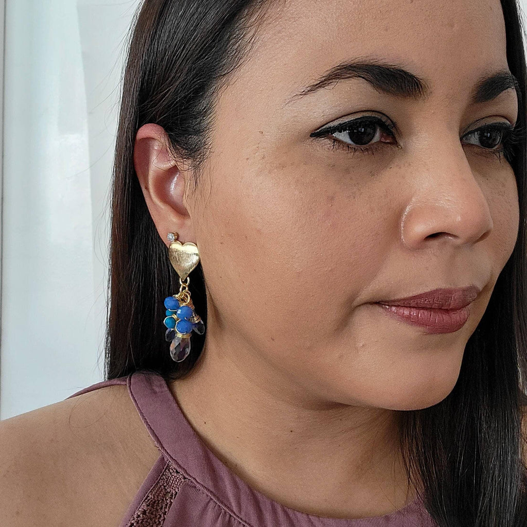 Dainty earrings, Crystal-earrings, Dropping earring, Bridal Earrings, Bridesmaid Earrings Teardrop, Gift for- her, Mom-Gifted, Wife's gift