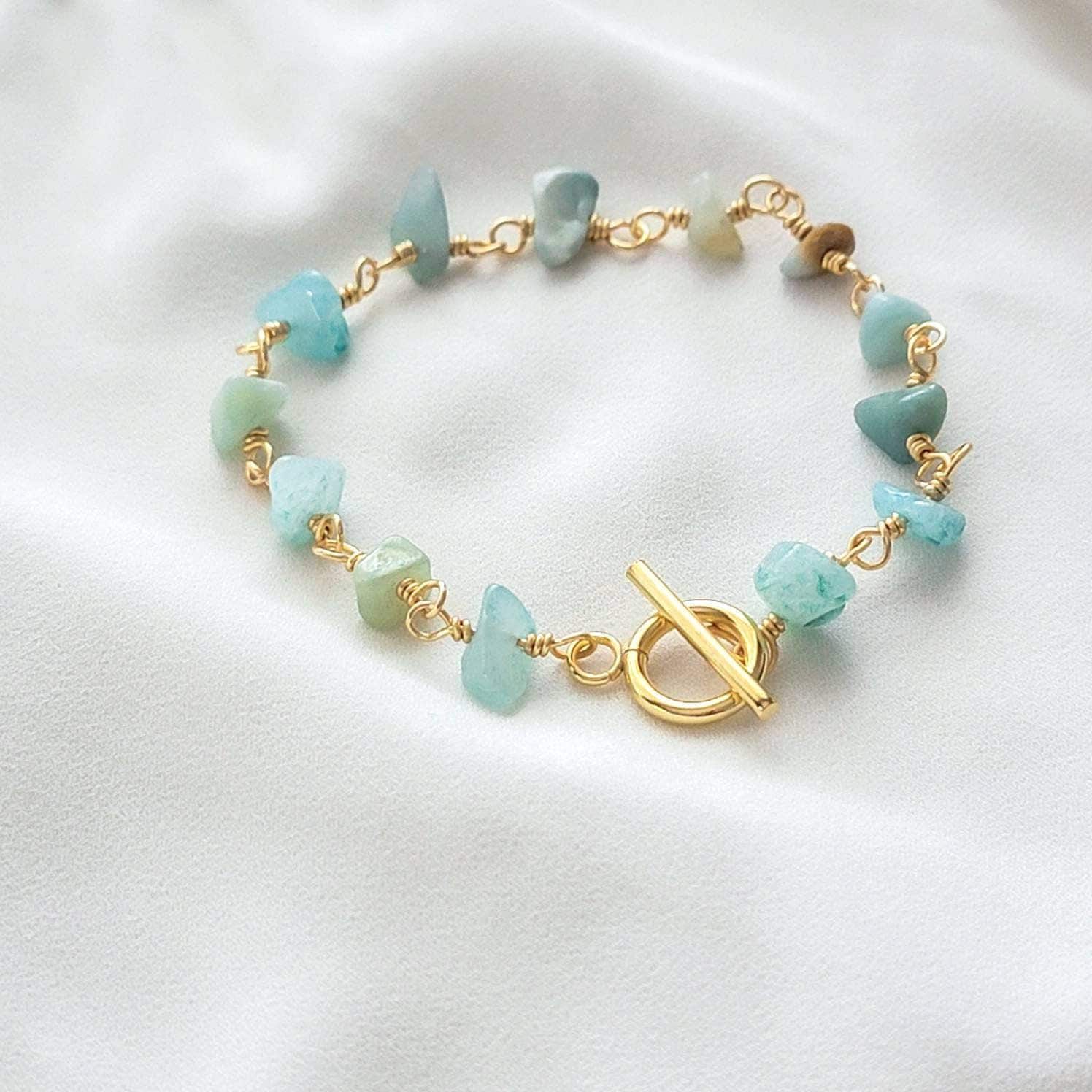 Dainty Amazonite Bracelet, Gold Bracelet, Bracelet Minimalistic, Healing Crystals Bracelet, Stone-Bracelet, Gifts for-Her, for-women