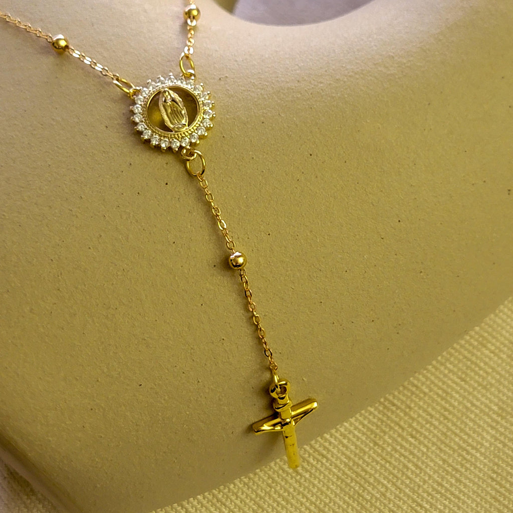 Rosary Necklace, Necklace Layering, Lariat necklace, Dainty Minimalist necklace, Gold filled rosary, confirmation gifted, gifted grandmas
