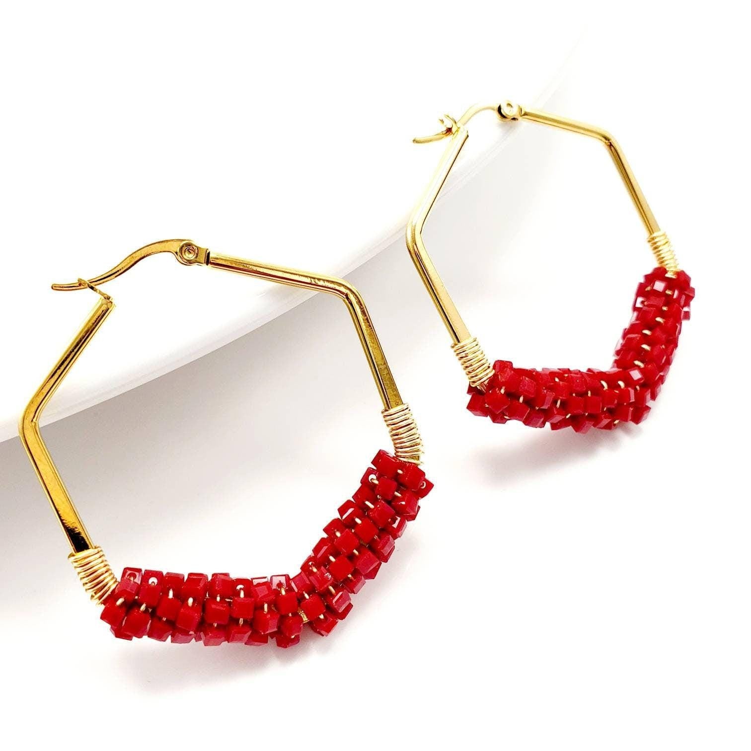 Thick hoop earrings, Gold Dainty hoops, Chunky hoop earrings, Large Hoops Earrings, Geometric Earrings, Gifte-for-her, Gifted earrings