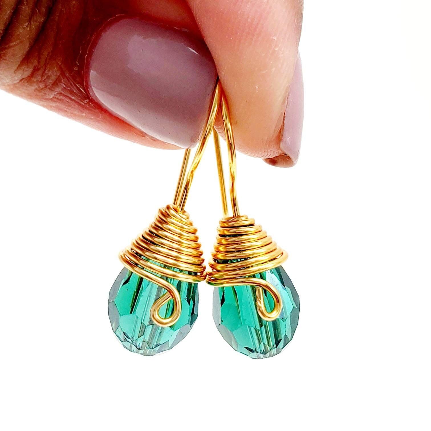 Teardrop Crystal Earrings, Teardrop Earrings for Women Dangle, Gold Plated Waterdrop Gold Earrings Tear Drop Earrings Fashion Jewelry Gift
