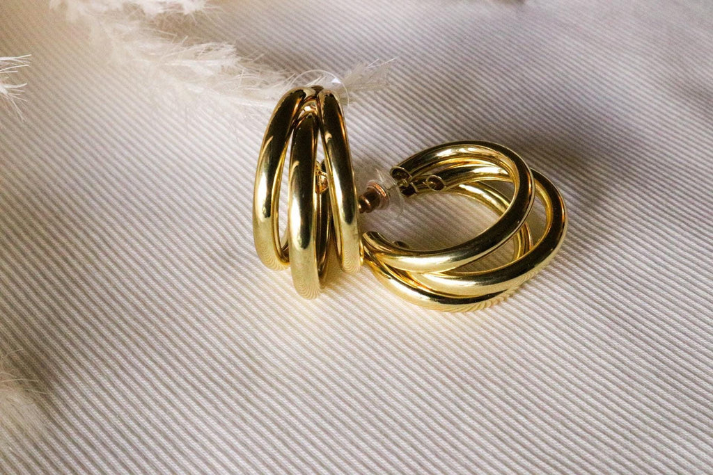 Dainty Triple Hoop Earring, Dainty Hoop Earrings, Chunky Hoop earrings gold, Chunky silver earrings, Thick hoop earrings, gifts for-her