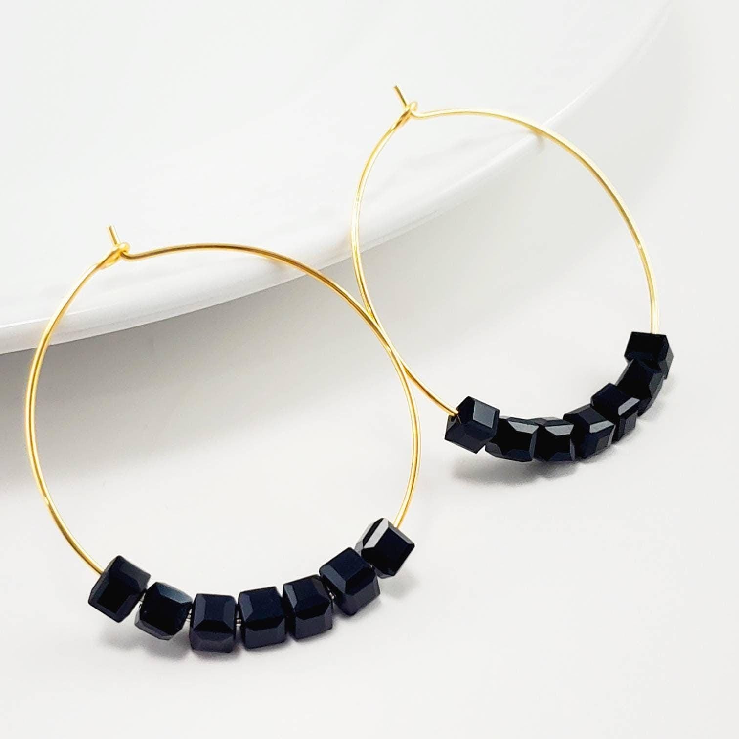 Black hoop earrings, Dainty hoop earrings, big hoop earrings, Thin Gold Classic Hoop Earrings, Minimalistic hoop earring, Earring hoop thin
