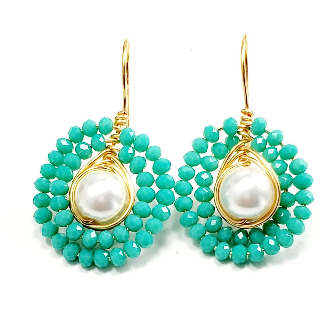 Dainty Drop Mint Pearl Earrings, Large pearl earrings, Dropping earrings, Pearl earrings wedding, Maid of honor Giftful, Gifts for-her