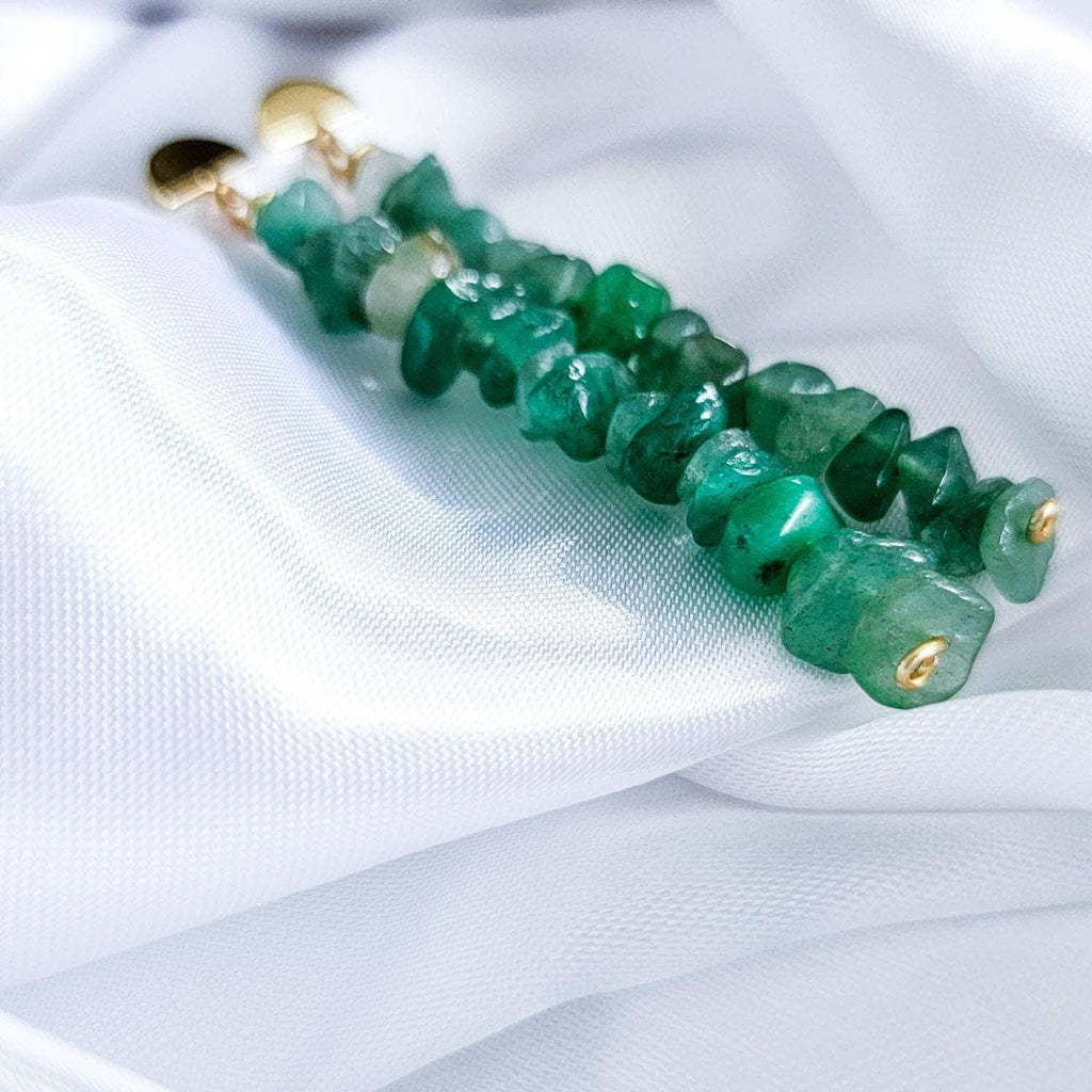 AVENTURINE earrings, Thread earrings, Raw crystal earrings, Raw gemstone earrings, Raw stone earrings, Mom earrings, Healing stones,