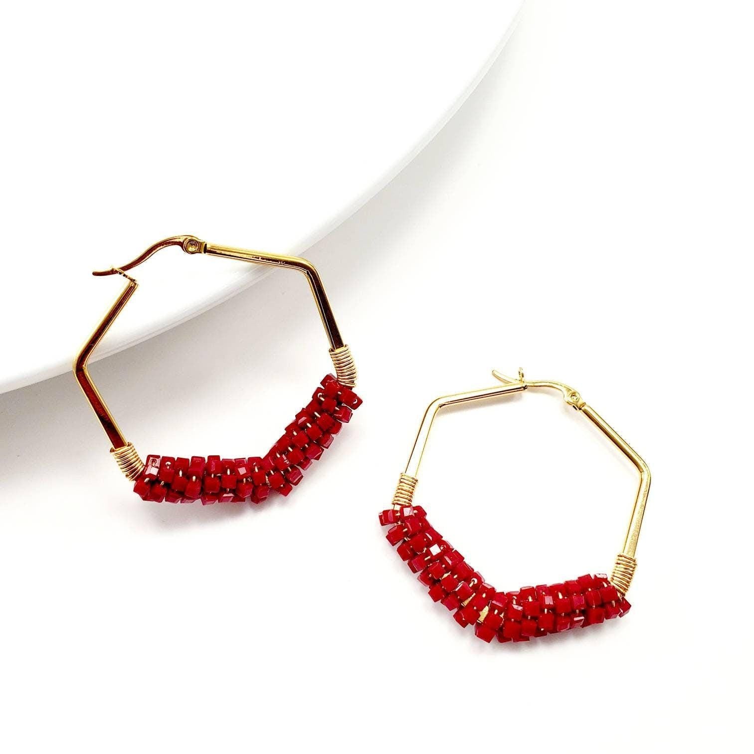 Thick hoop earrings, Gold Dainty hoops, Chunky hoop earrings, Large Hoops Earrings, Geometric Earrings, Gifte-for-her, Gifted earrings