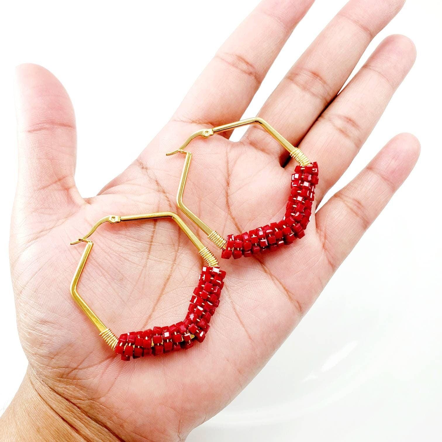 Thick hoop earrings, Gold Dainty hoops, Chunky hoop earrings, Large Hoops Earrings, Geometric Earrings, Gifte-for-her, Gifted earrings