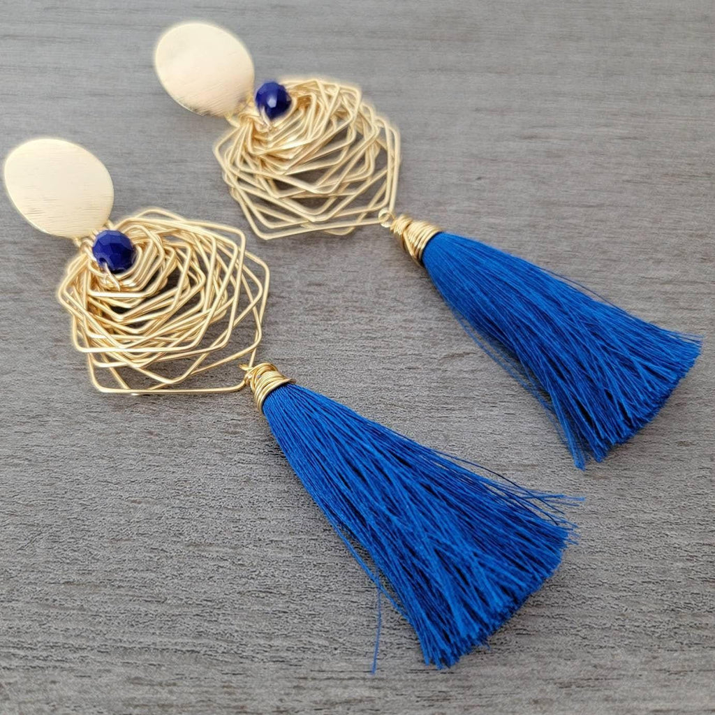 Dainty Tassel earrings, Stacking Earrings, Dainty Gold Geometric earrings, Large gold earrings, Bridal Earring Drops, Gifts for-her,