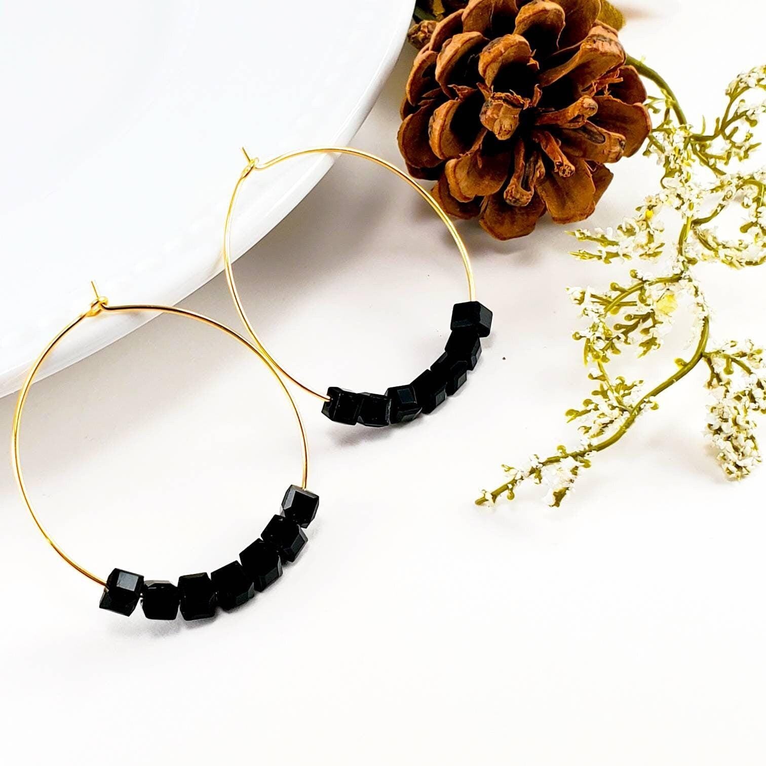 Black hoop earrings, Dainty hoop earrings, big hoop earrings, Thin Gold Classic Hoop Earrings, Minimalistic hoop earring, Earring hoop thin
