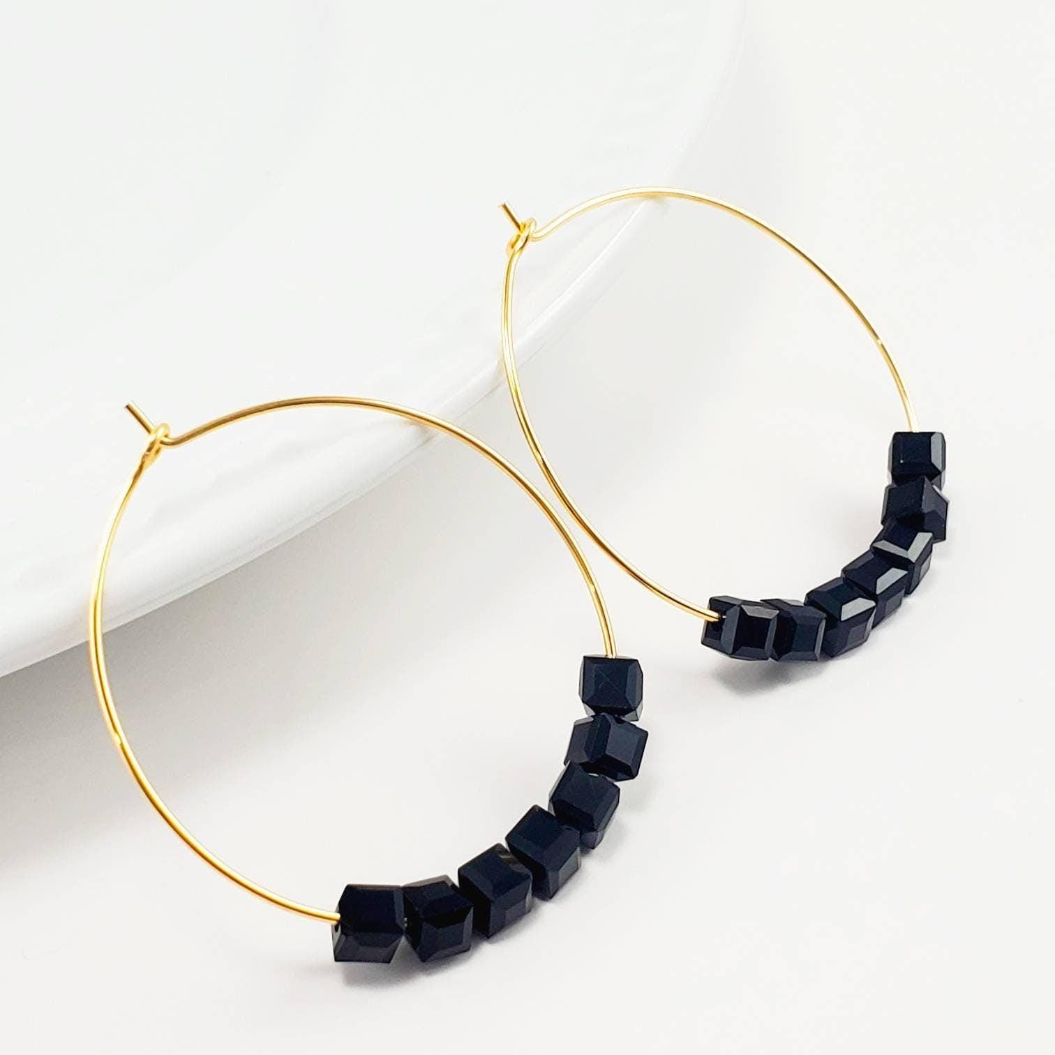 Black hoop earrings, Dainty hoop earrings, big hoop earrings, Thin Gold Classic Hoop Earrings, Minimalistic hoop earring, Earring hoop thin