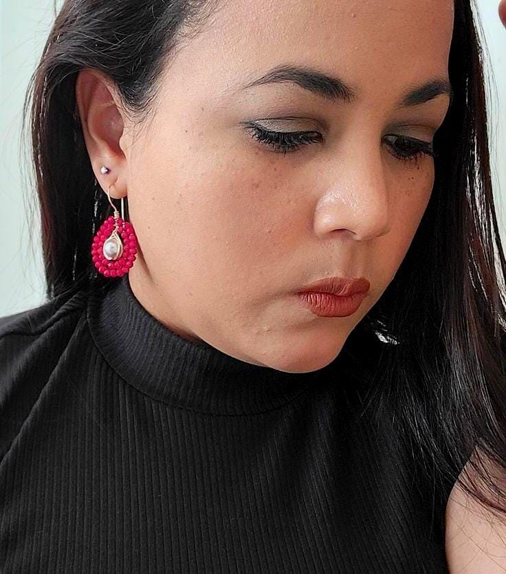 Pearl Drop Earrings, Dainty Large pearl drop earrings, Pearl earrings wedding bridesmaid, maid-of-honor gift, wedding pearls earrings