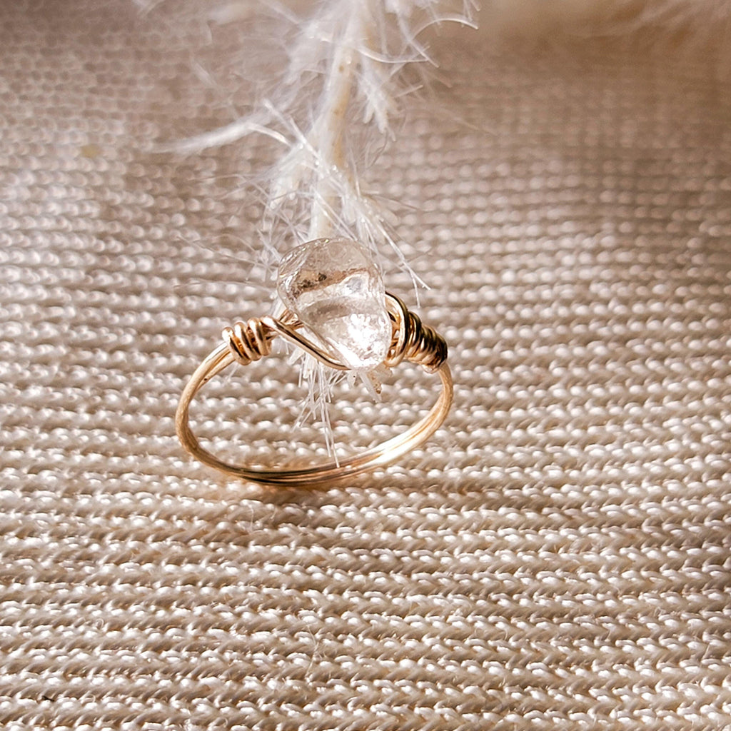 Dainty Crystal Ring, Thin gold ring, Gold stack ring, Birthstone Ring, Wire Wrap Ring, Midi ring, statemente ring, Custom gifted For Her