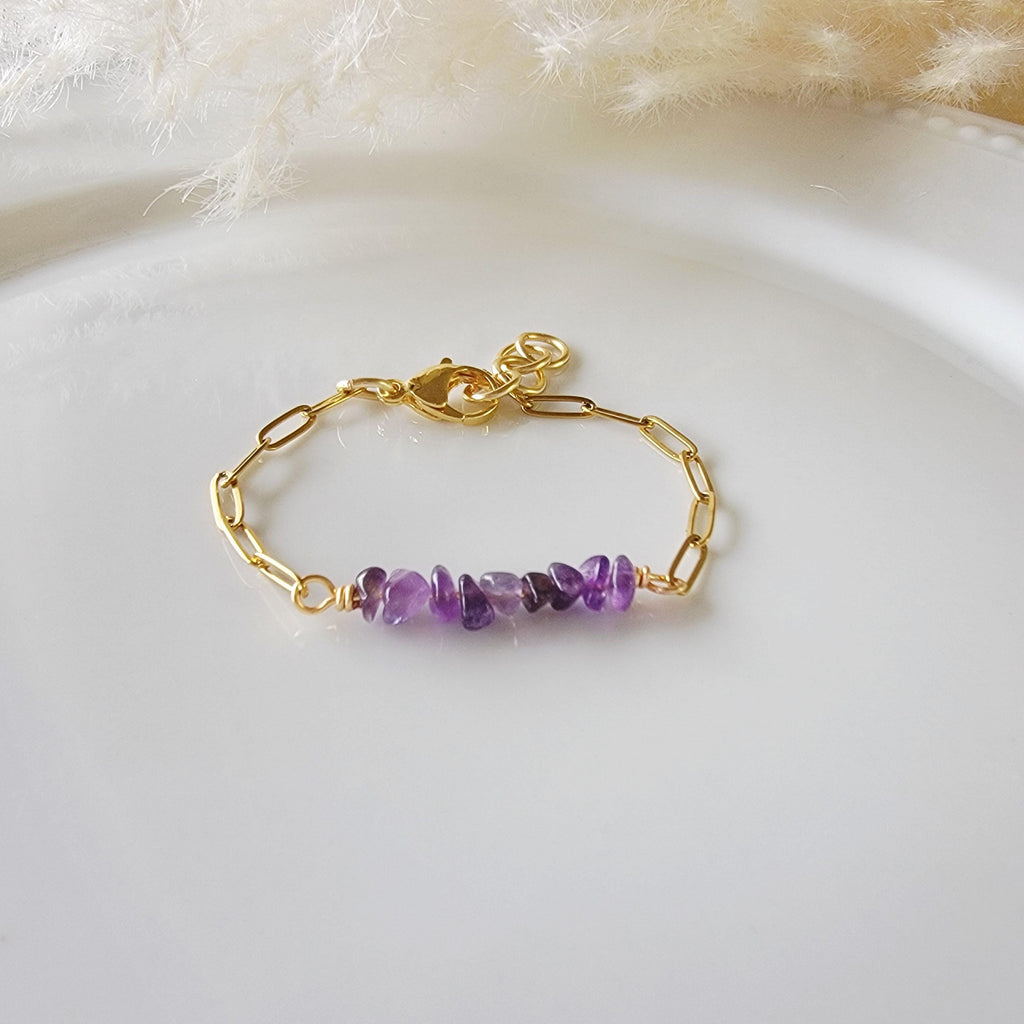 Personalize Gold Birthstone Bracelet, Custom Minimalist bracelet, Stoned bracelets, Dainty multi charm Chunky bracelet, Christma gift