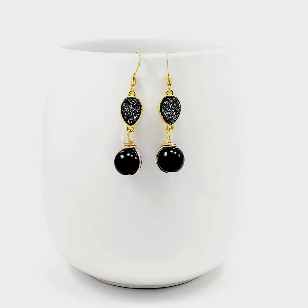 Bridal Crystal Earrings, Crystal earrings, Drops earrings, Black-earrings, Bridesmaid earring, Bridal earring, Dainty teardrop earrings