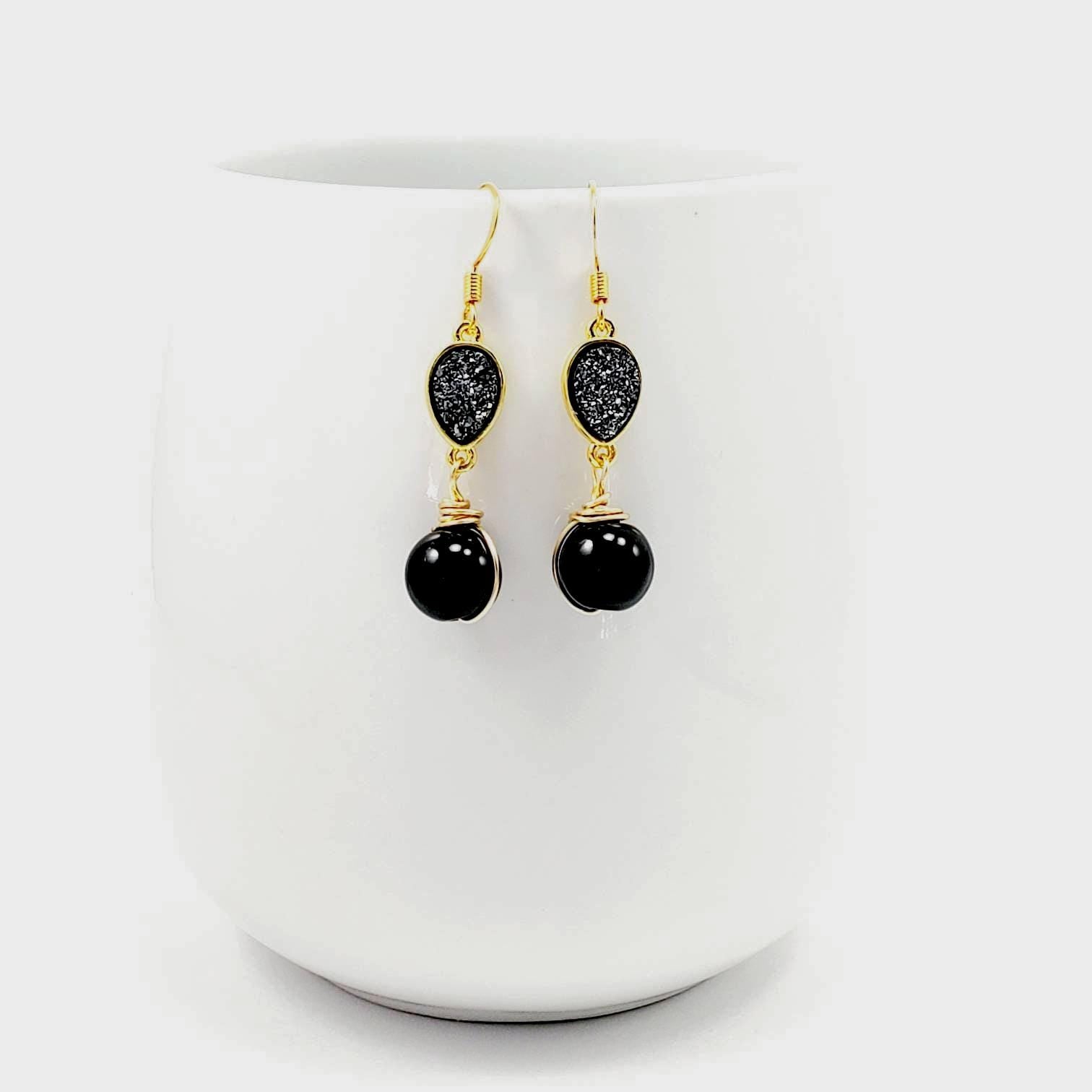 Bridal Crystal Earrings, Crystal earrings, Drops earrings, Black-earrings, Bridesmaid earring, Bridal earring, Dainty teardrop earrings