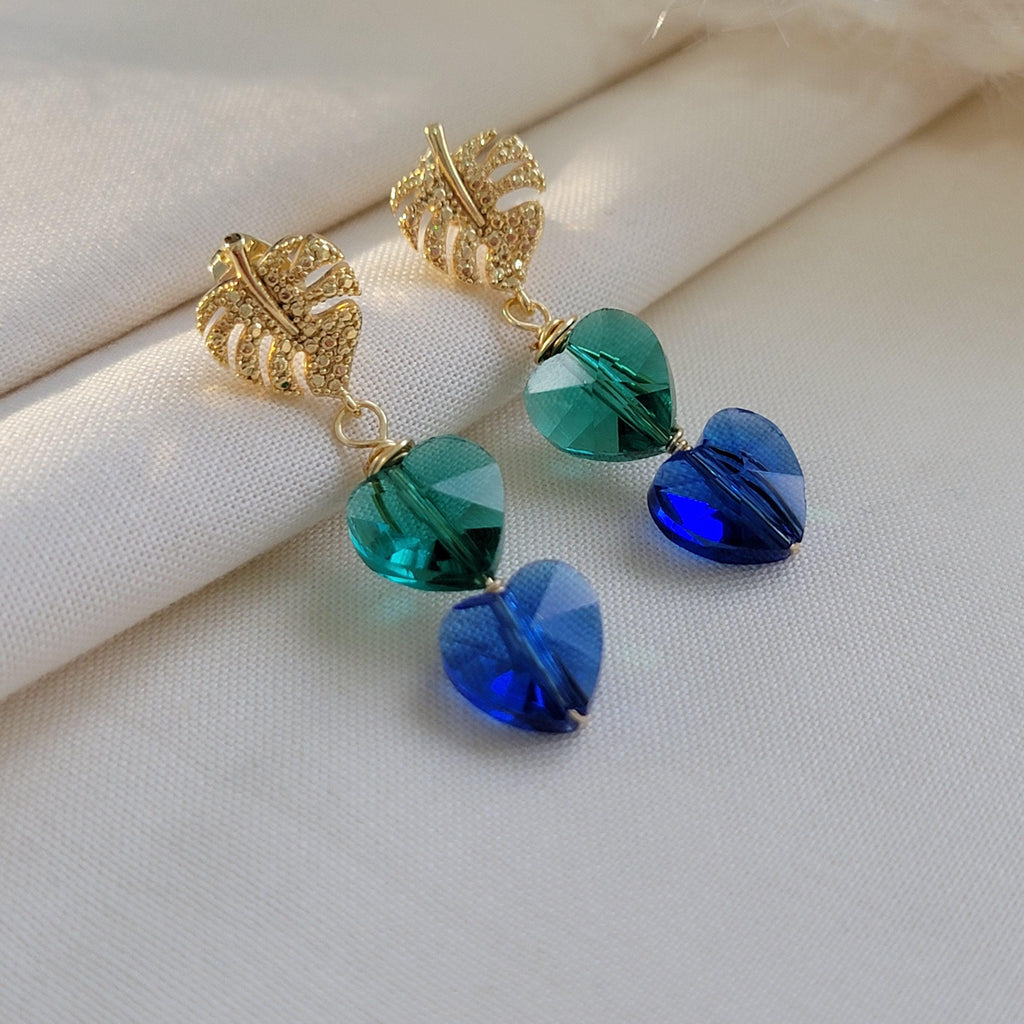 Heart drops earrings, Minimalistic earring, Delicate earrings, Huggie Dainty earrings, Christmas-daughter, For-mom-gifte, Christma gift